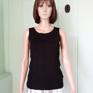 Ellen Tracy 33 Women Top Black Knit NWT Super Stretch Sz M Boat Neck Sleeveless